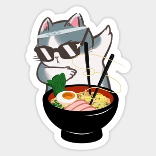 Funny Crazy Foodie Food Lover Noodle Ramen Cat Sticker